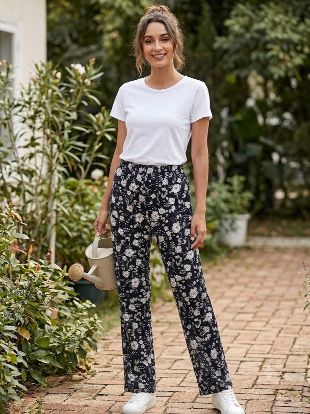 Black & White Floral Lounge Pants / Joggers